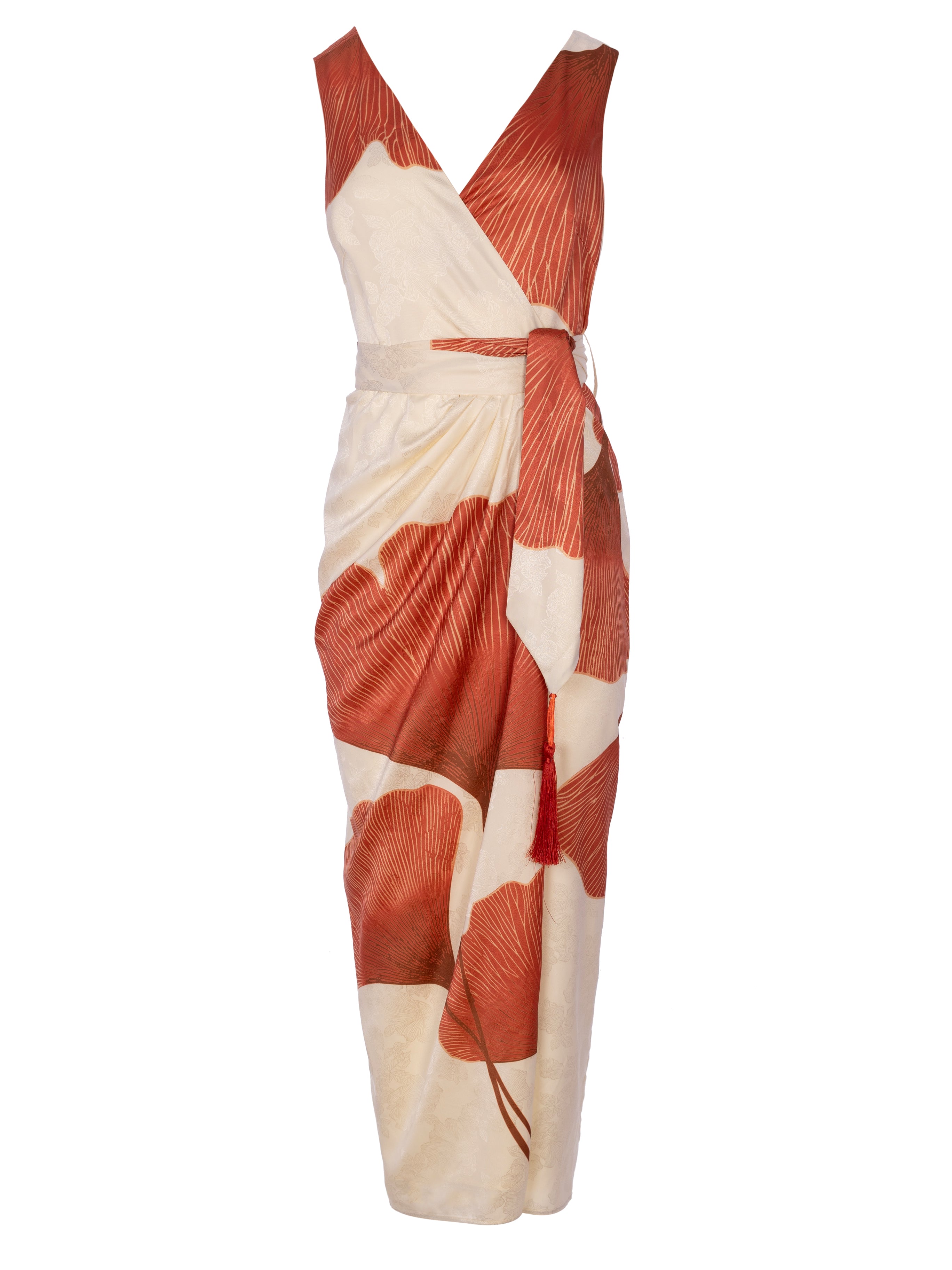 ARIEL GINKGO - Vestido Wrap Jacquard Maxi Estampado flor, perfecto para invitadas de boda y fiesta spring summer. MIOH es la marca de vestidos de invitada de boda y fiesta de referencia en España