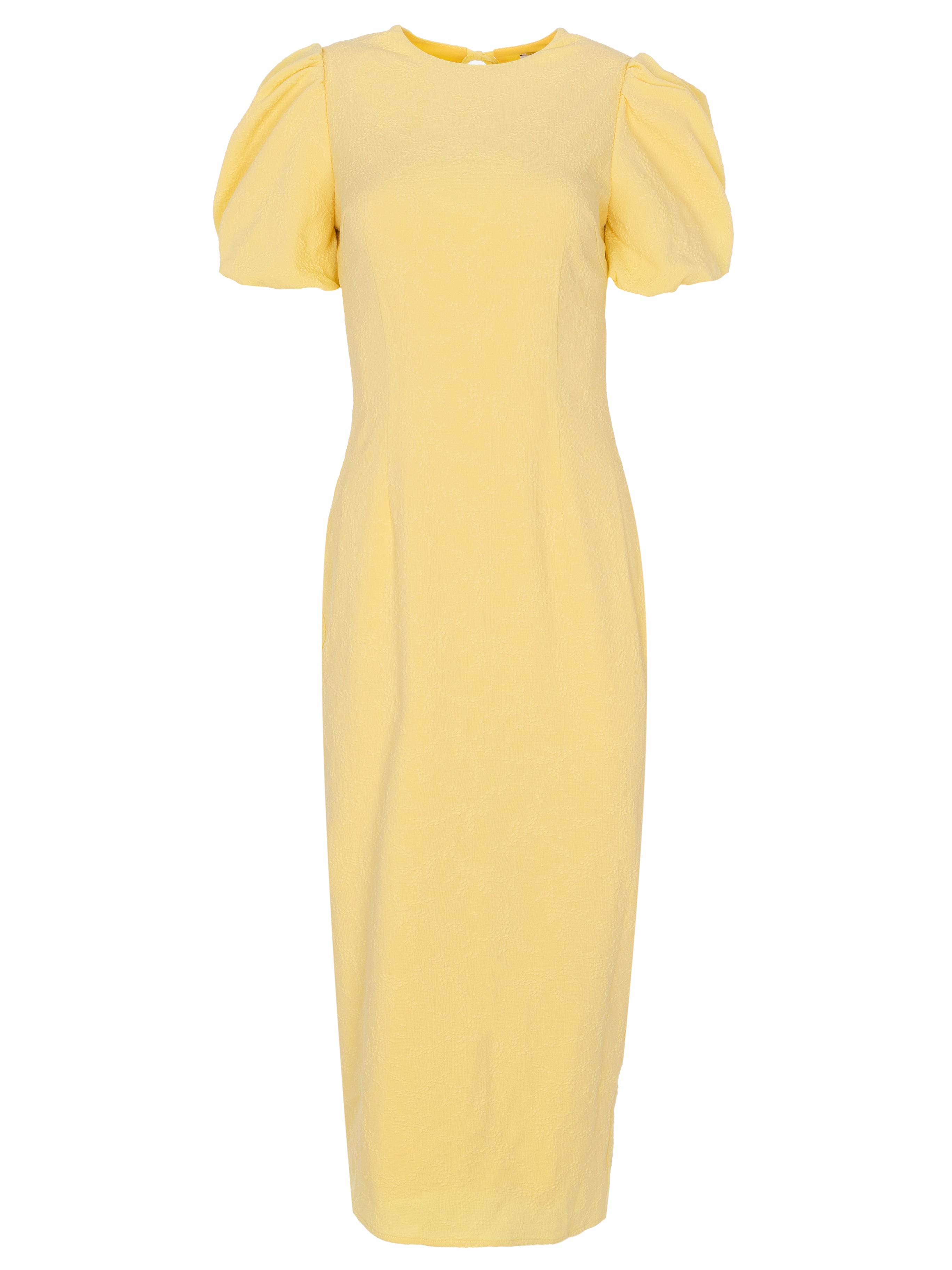 HAMLET - Vestido damasco manga abullonada amarillo mantequilla