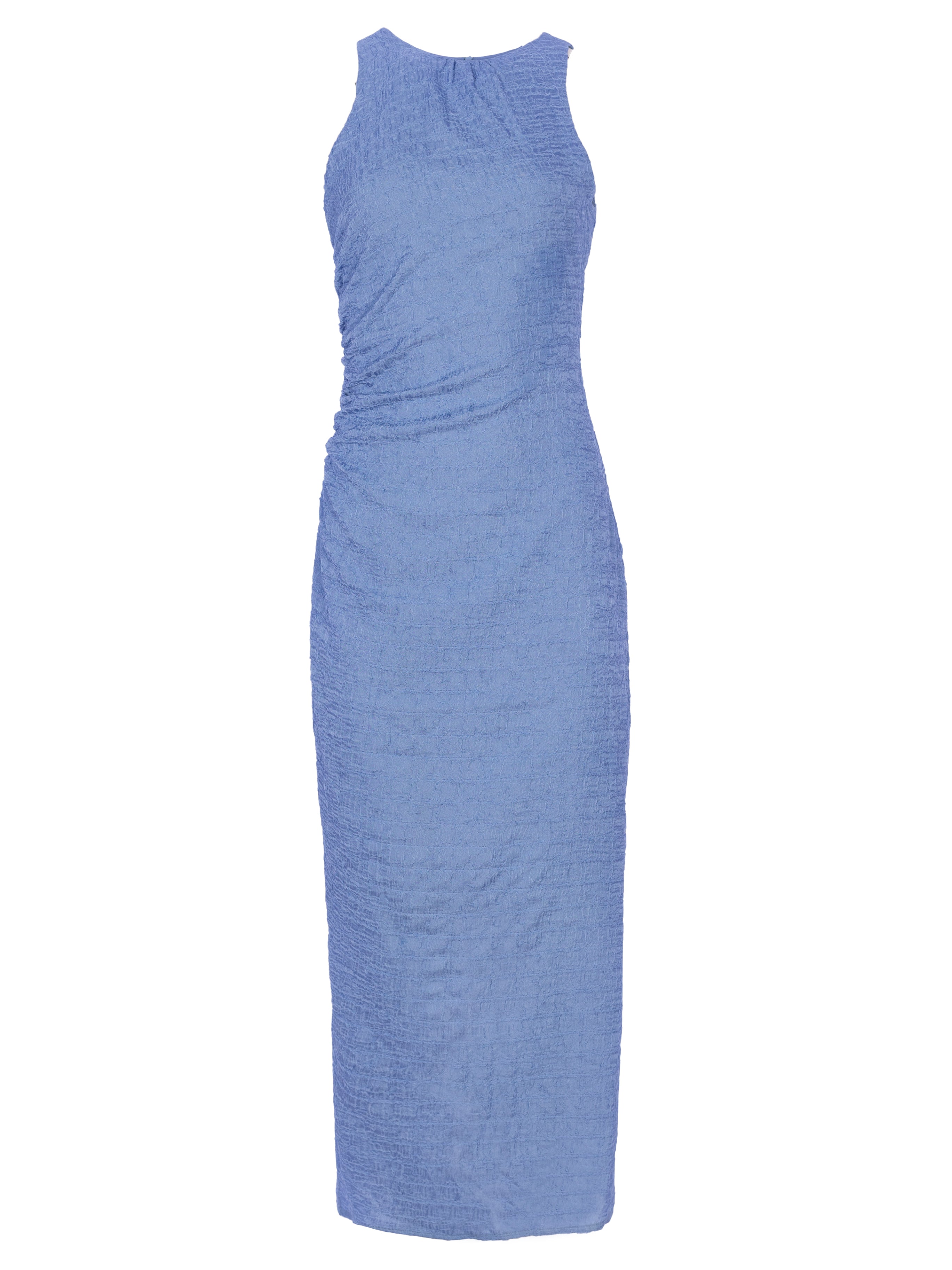 MERCUTIO BLUE - Vestido midi azul celeste (icy blue), para invitadas de boda, fiesta y eventos de primvera y verano. MIOH es la marca española de vestidos de fiesta para invitadas de boda más de moda en España