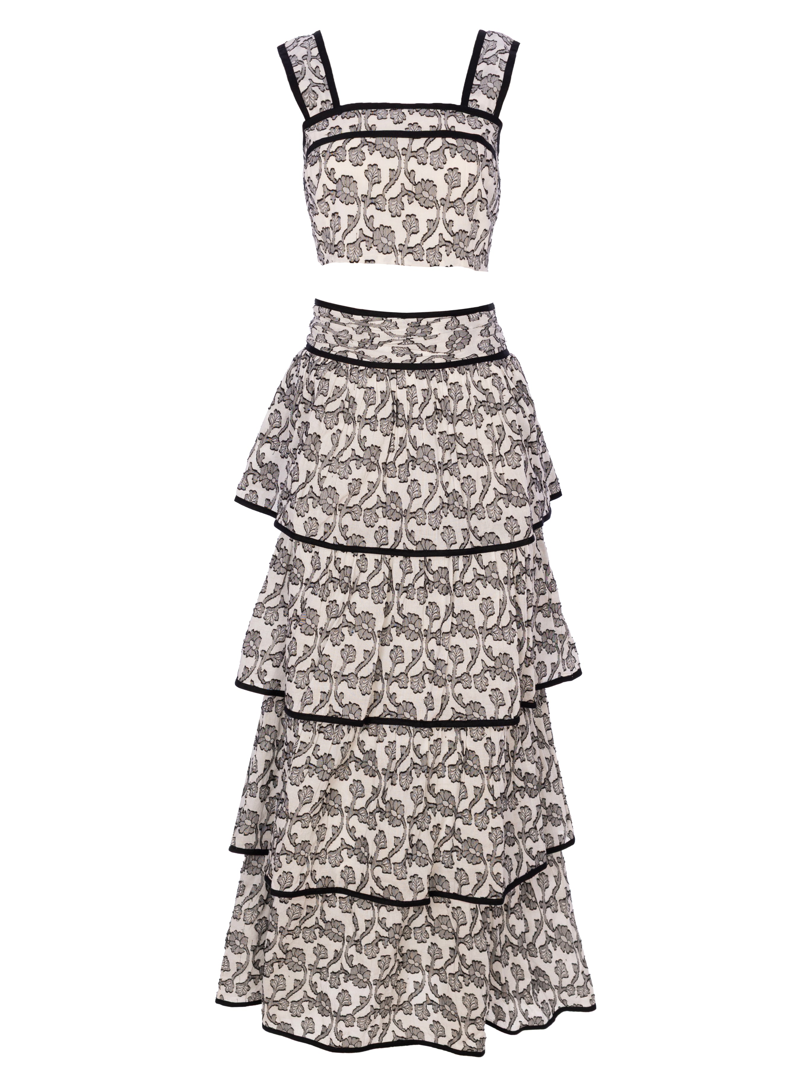 TITANIA BICOLOR - Conjunto blanco y negro floral, perfecto para invitadas de boda y fiesta spring summer. MIOH es la marca que eligen las influencers de España para sus eventos, como bodas y fiestas