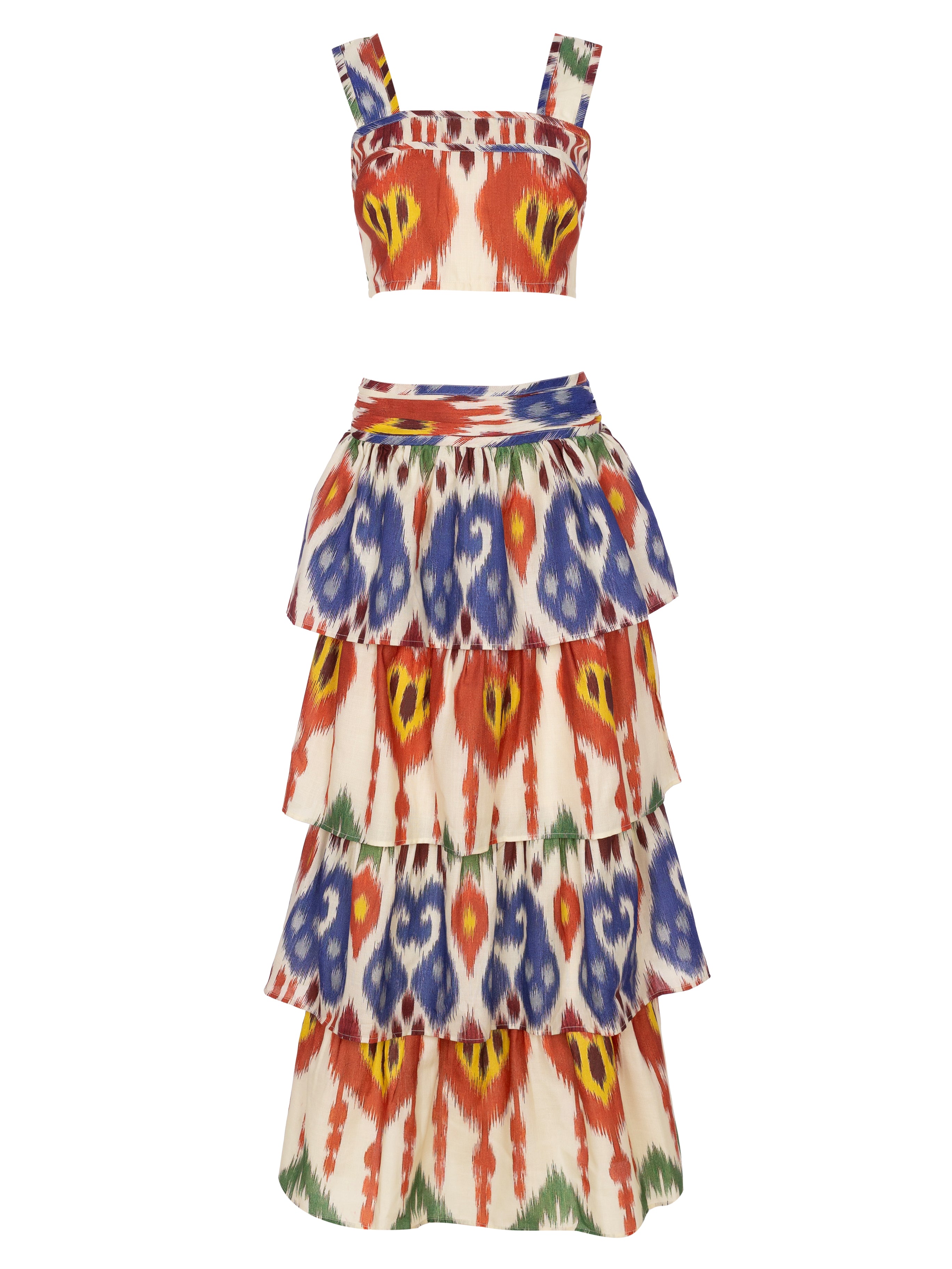 TITANIA IKAT - Conjunto Ikat multicolor, perfecto para invitadas de boda y fiesta spring summer. MIOH es la marca que eligen las influencers de España para sus eventos, como bodas y fiestas