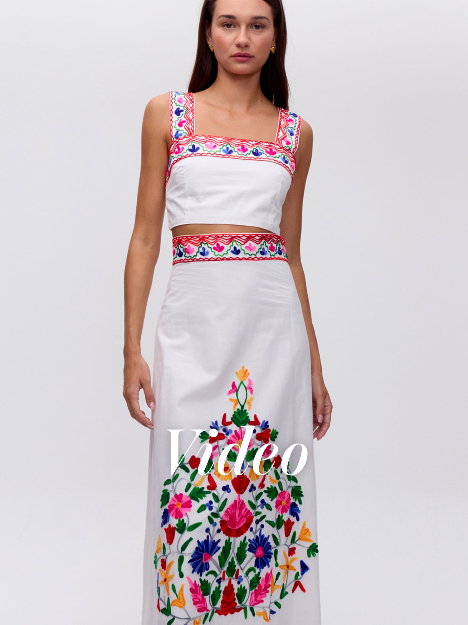 MIOH | CACAO SKIRT WHITE - Falda midi bordada blanca para invitada de boda