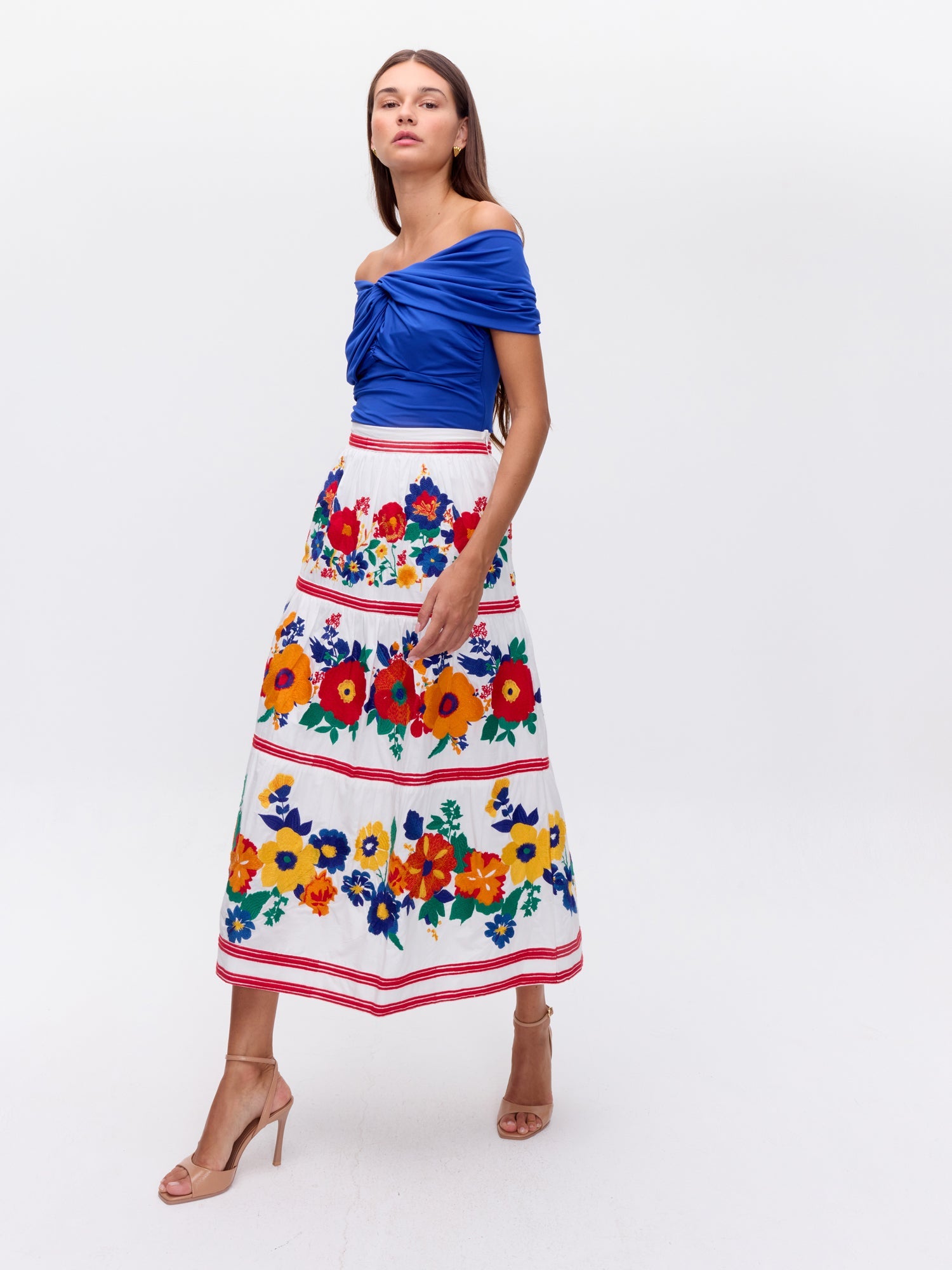 MIOH | TEQUILA - Falda con vuelo bordada maxi flores para invitada de boda
