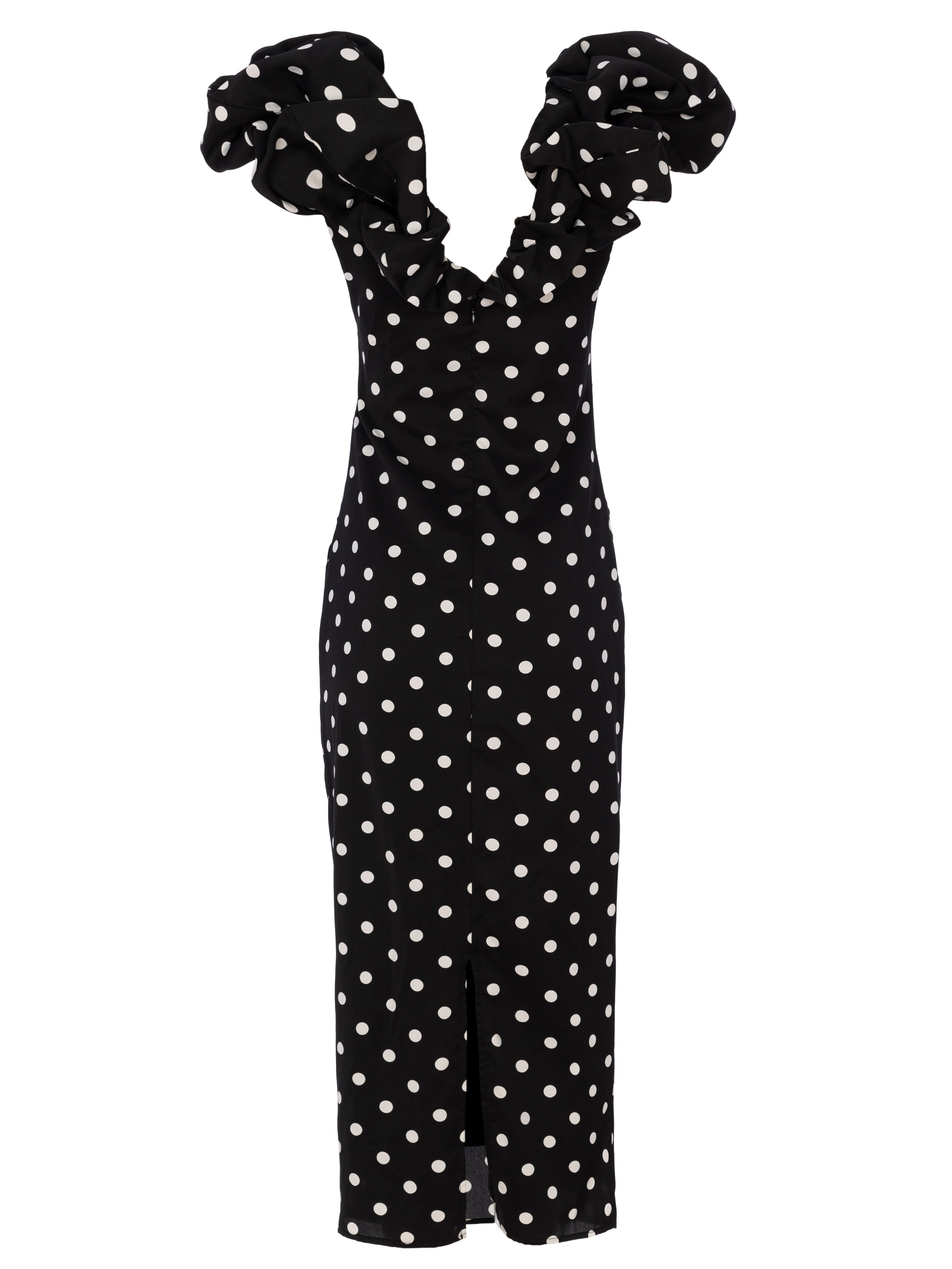 BIANCA DOTS - Vestido escote pico mangas abullonadas