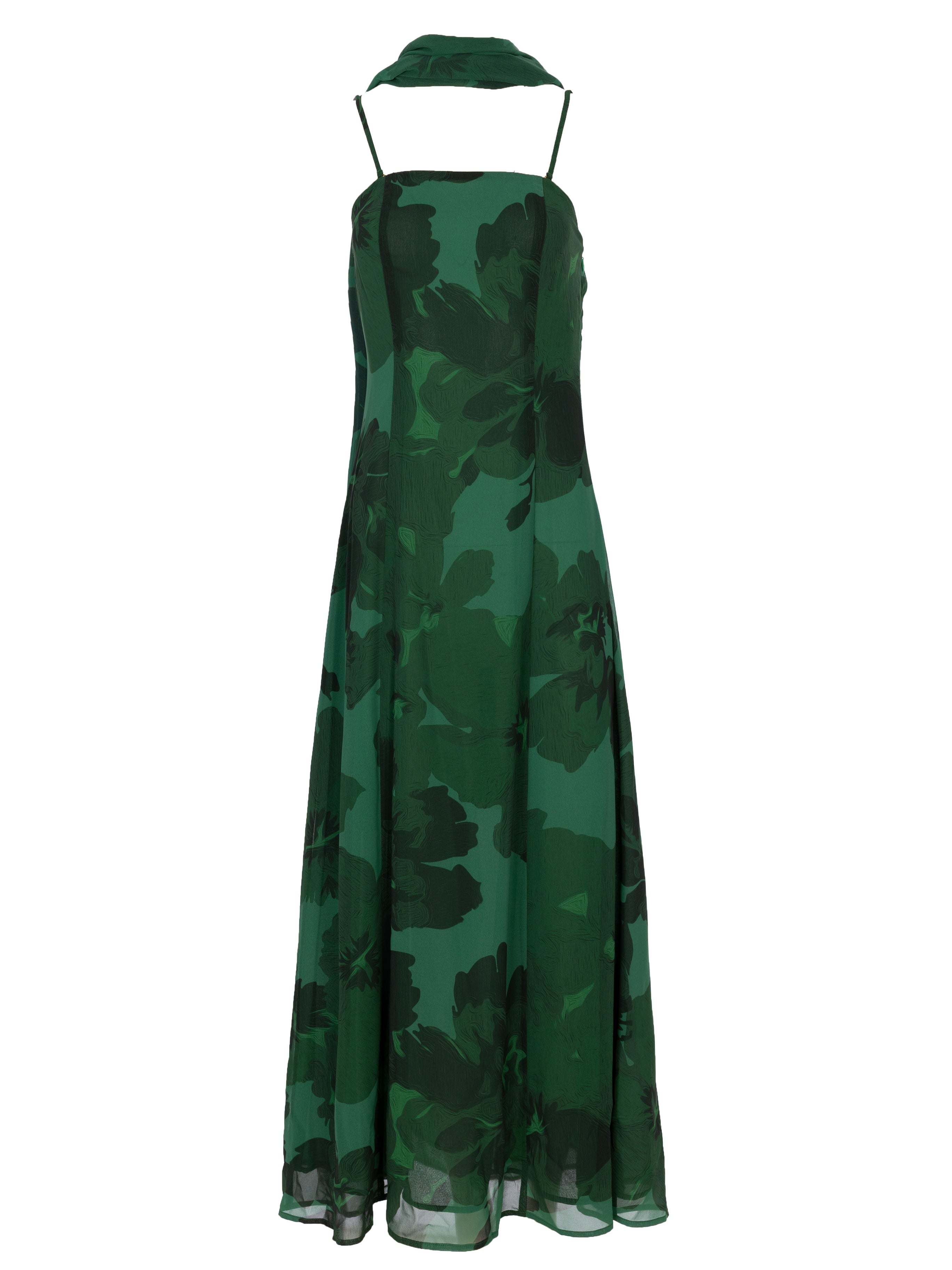 HELENA GREEN - Vestido fluido estampado floral con tirantes desmontables, para invitadas de boda, fiesta y eventos de primvera y verano. MIOH es la marca de vestidos de invitada de boda y fiesta de referencia en España