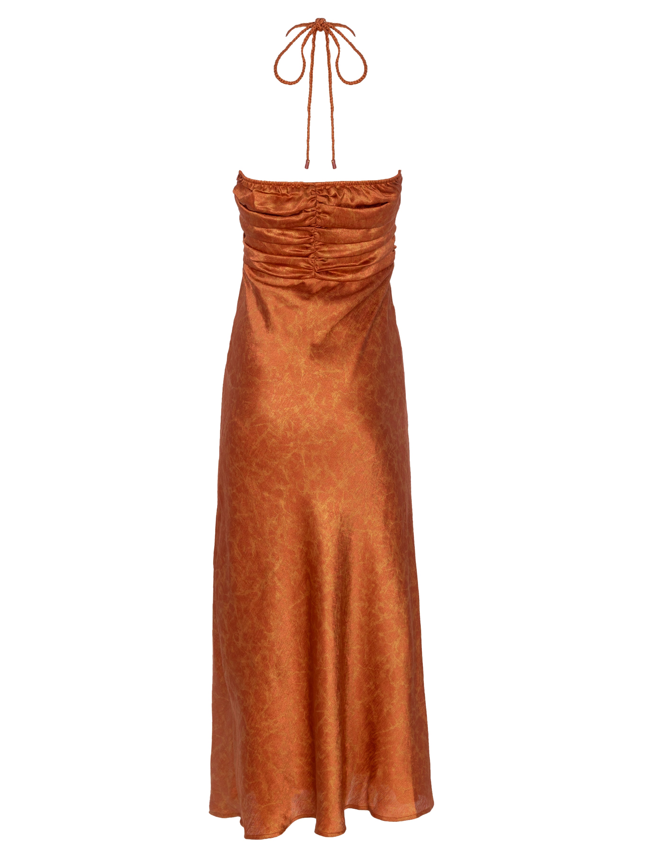 OPHELIA MARBLE - Vestido jacquard satinado anudado al cuello midi, perfecto para invitadas de boda y fiesta spring summer. MIOH es la marca española de vestidos de fiesta para invitadas de boda más de moda en España