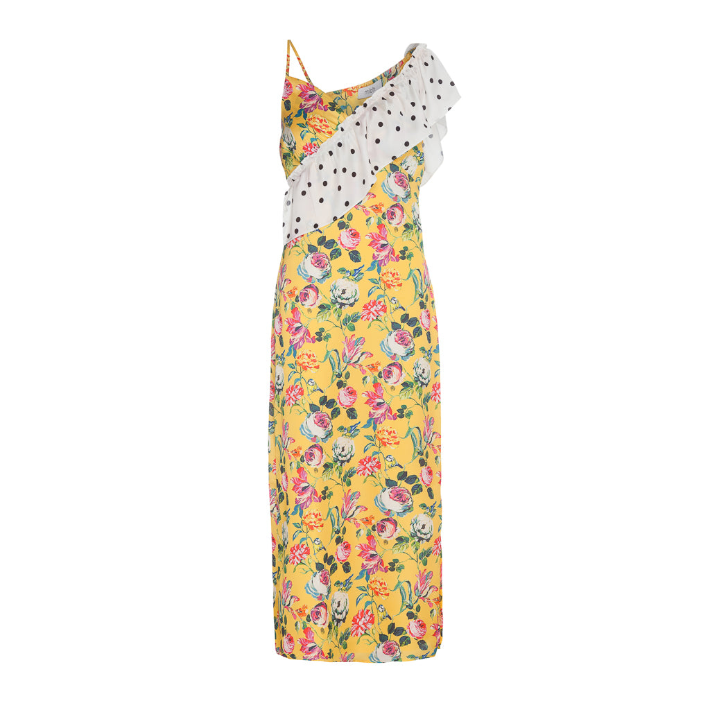 DALIA - Vestido midi com estampa floral e bolinhas