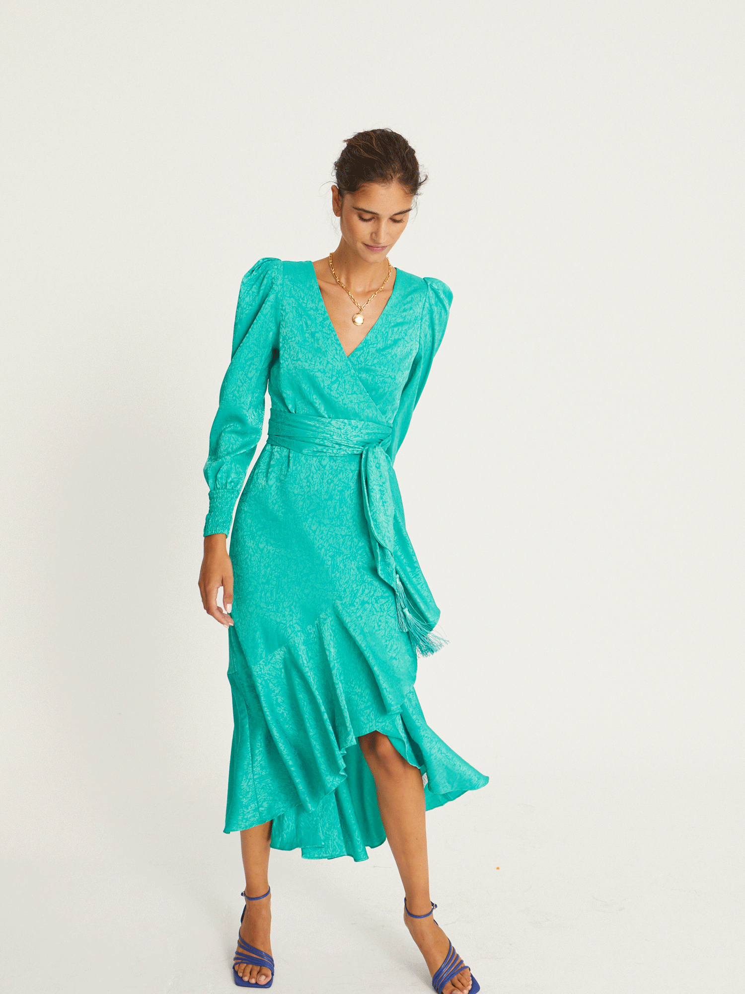 mioh | GRACE - Vestido wrap Jacquard para invitada boda y eventos